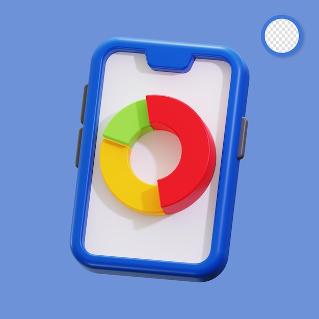 3d Mobile Phone with Pie Chart Display