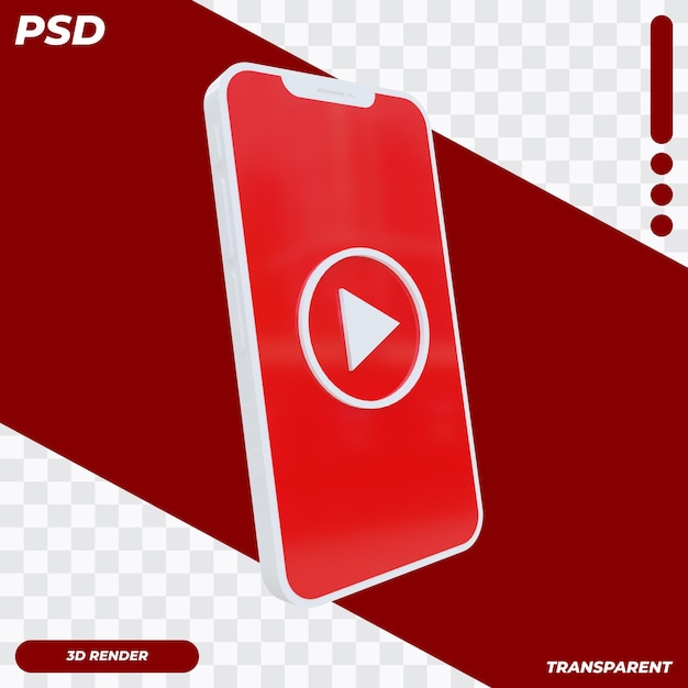 3d mobile phone with youtube music icon