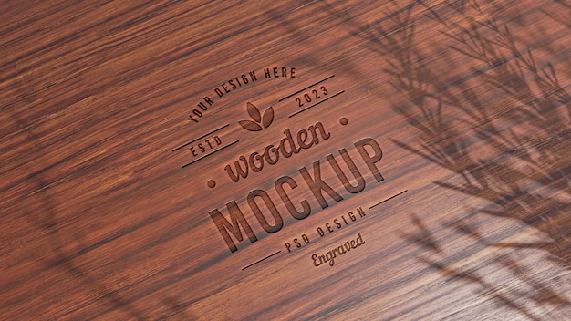 PSD 3d mock-up houten logo-effect