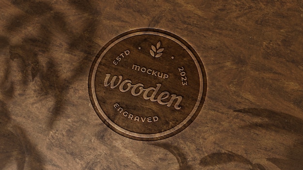 PSD 3d mock-up houten logo-effect