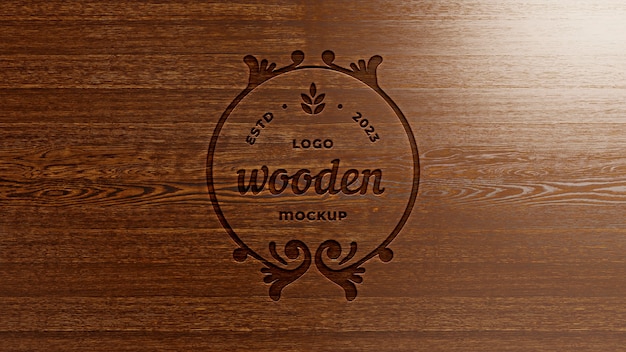 PSD 3d mock-up houten logo-effect