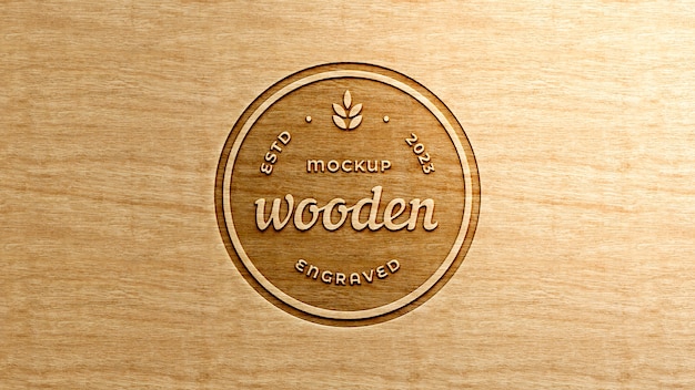 PSD 3d mock-up houten logo-effect