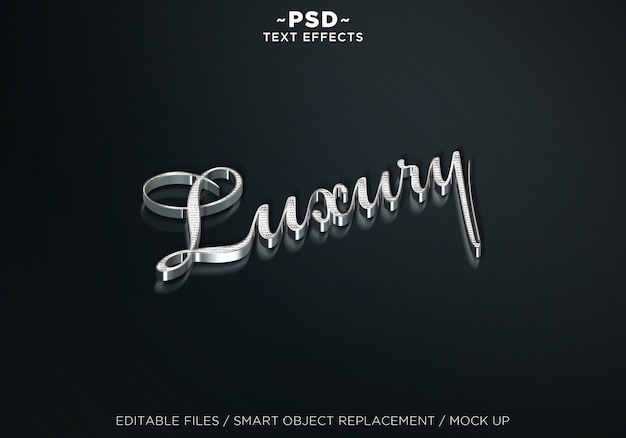 PSD 3d mock up luxury silver editable text effects