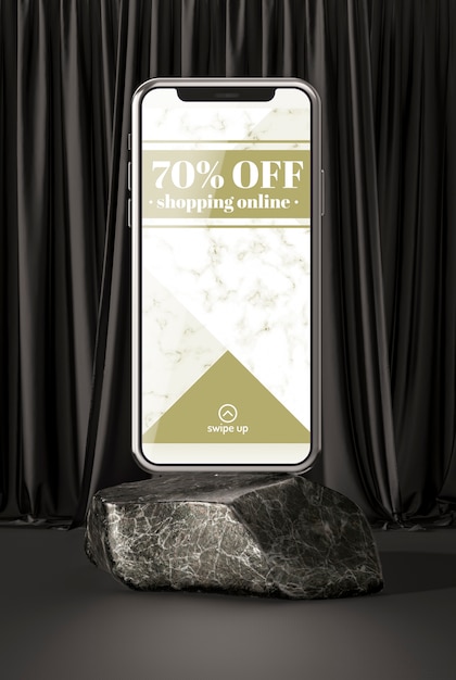 PSD 3d mock-up smartphone on marble stone