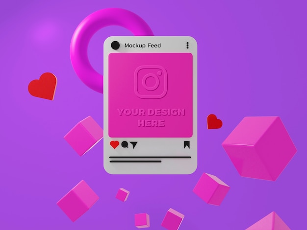 PSD post di social media mock-up 3d