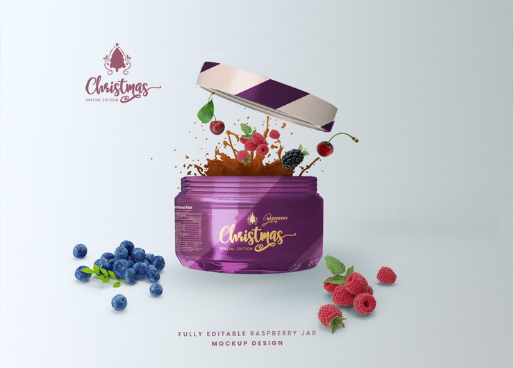 3D-mockup geopende honing glazen pot voor productpresentatie