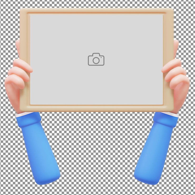 PSD 3d 模型手持有招牌插图