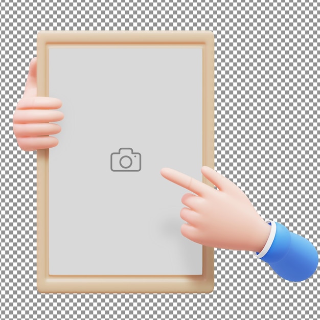 3d mockup hand holding a signboard illustration