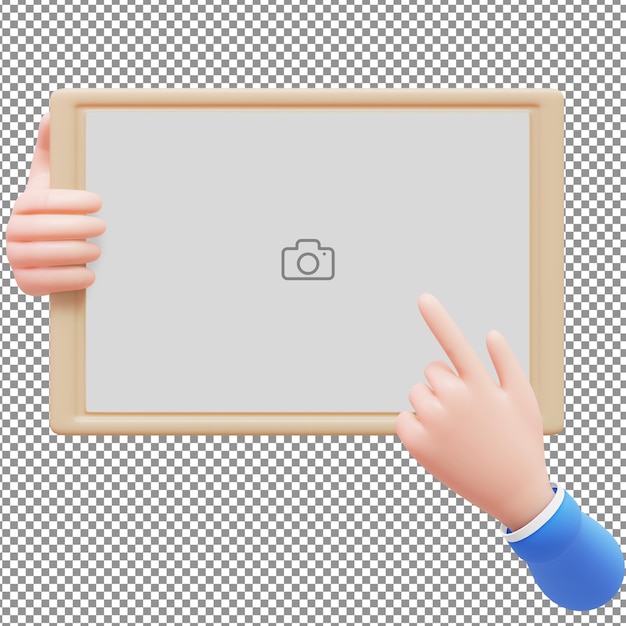 3d mockup hand holding a signboard illustration