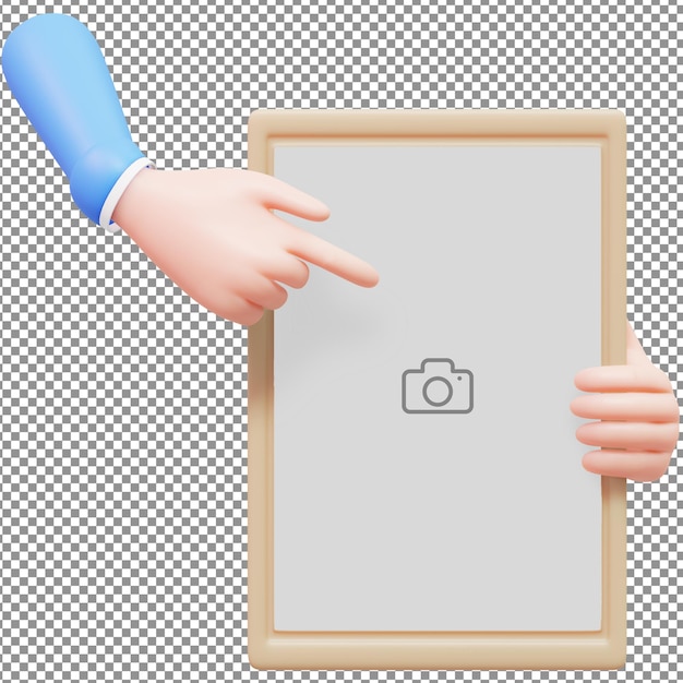 3d mockup hand holding a signboard illustration