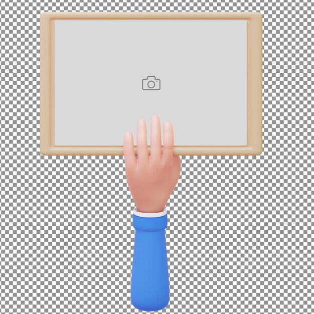 3d Mockup hand holding a signboard illustration