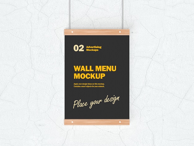 PSD 3d mockup of hanging food menu for restaurants