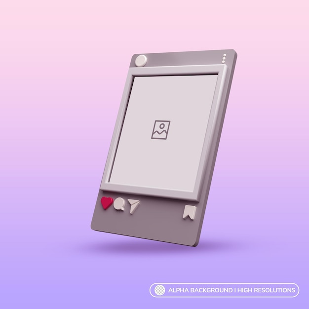 3d mockup interface for social media instagram