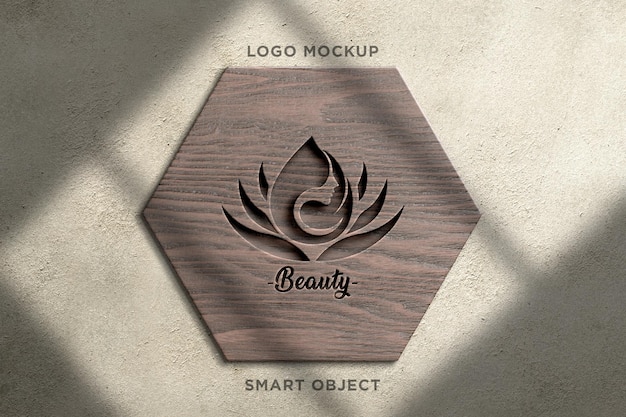 3d mockup logo wooden sign on concrete wall-4