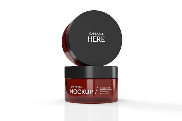 Mockup 3d di due creme di vetro ambrato