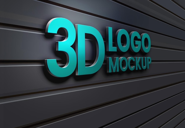 PSD 3d-mockup van het logo van de muur