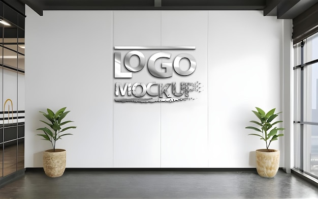 3D-mockup van het logo van de muur