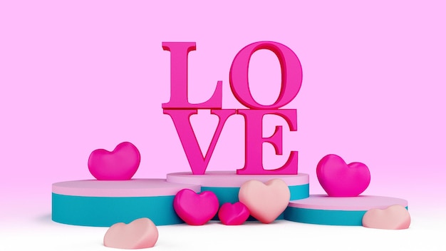 3D-mockup van liefde voor Valentijnsdagontwerp