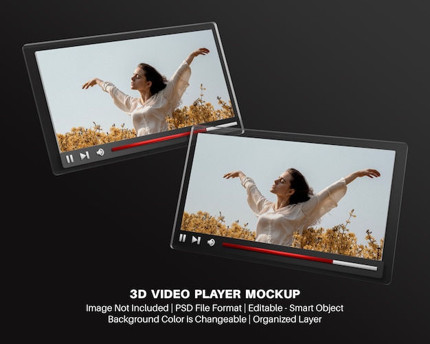 3d mockup of video player interface