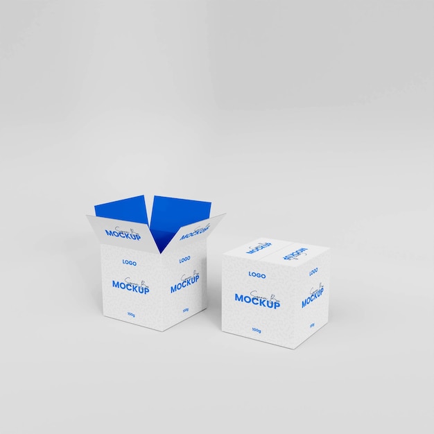 PSD 3d mockup voor vierkante dozen openen en sluiten