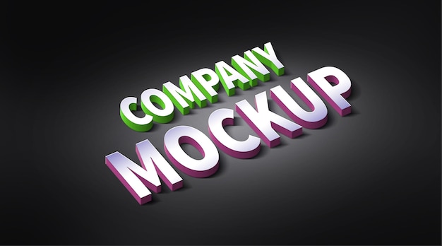 A 3d mockup of the word company on a black background.