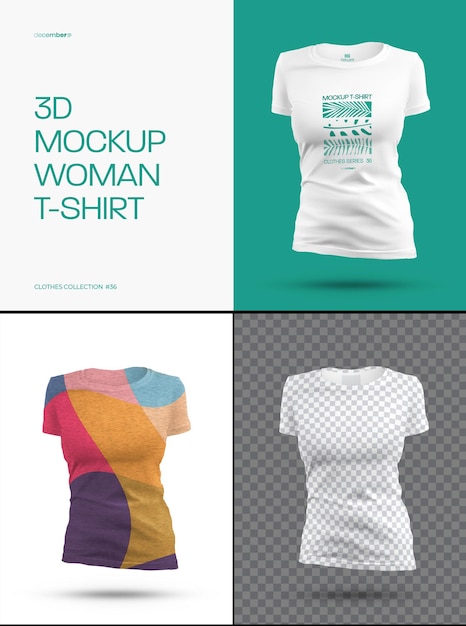 3Dモックアップ女性Tシャツ