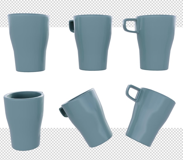 3d model blue drinking glass with transparent background