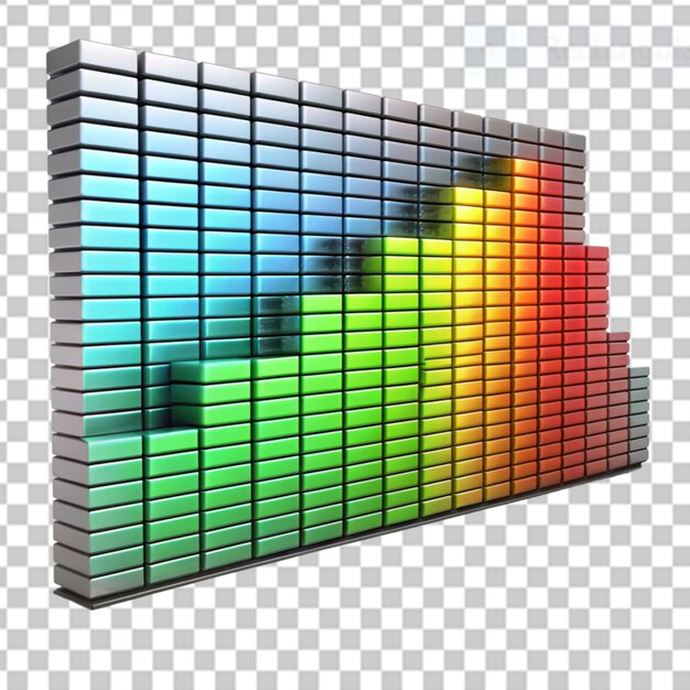 PSD a 3d model of a graphic equalizer with bars moving on transparent background