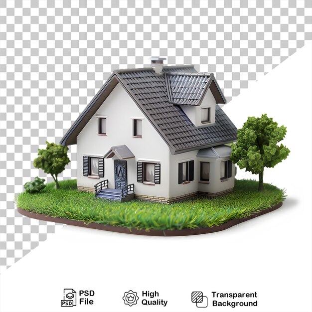 A 3d model house on the front isolated on transparent