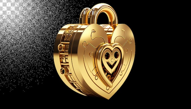 PSD 3d model of a love lock png transparent