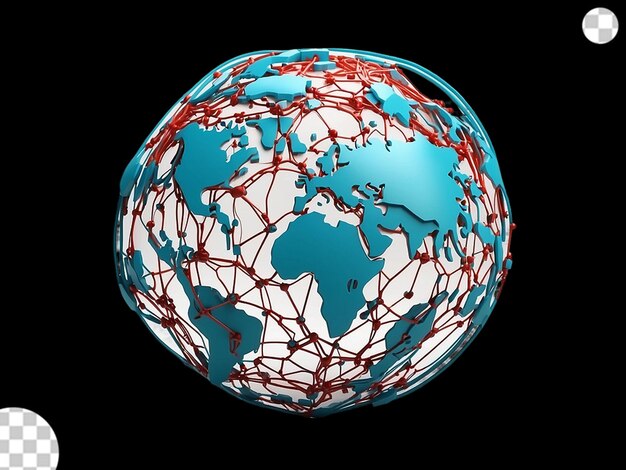 PSD a 3d model of a network resembling in earth shaped png transparent