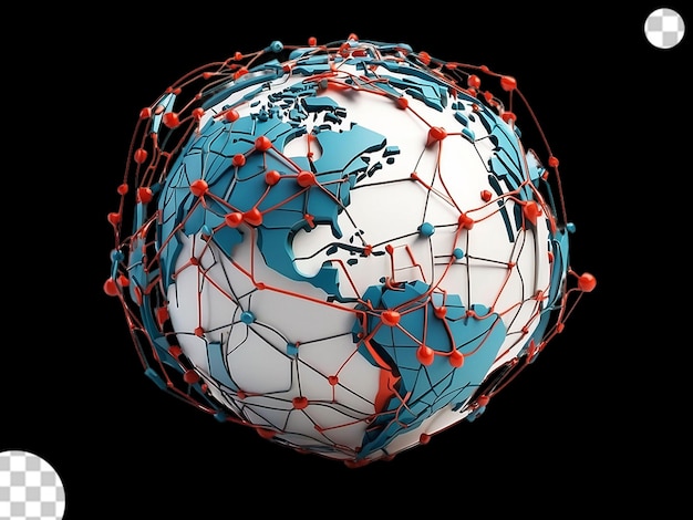 PSD a 3d model of a network resembling in earth shaped png transparent