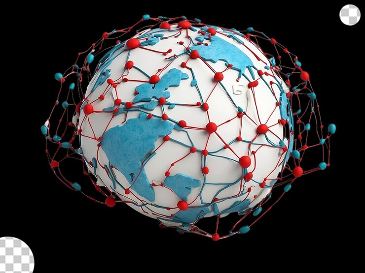 PSD a 3d model of a network resembling in earth shaped png transparent