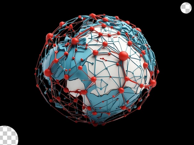 PSD un modello 3d di una rete che assomiglia a una terra a forma di png trasparente