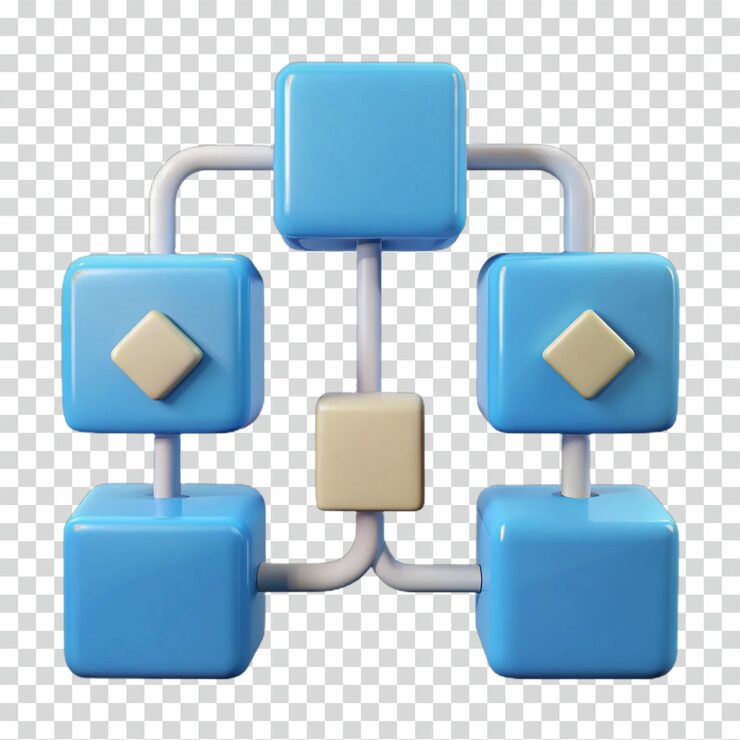 PSD 3d model network system data flow node connections system architecture modular design information flow data structure process diagram system integration visual representation