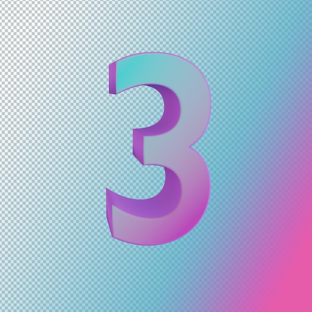 3d model of the number three 3