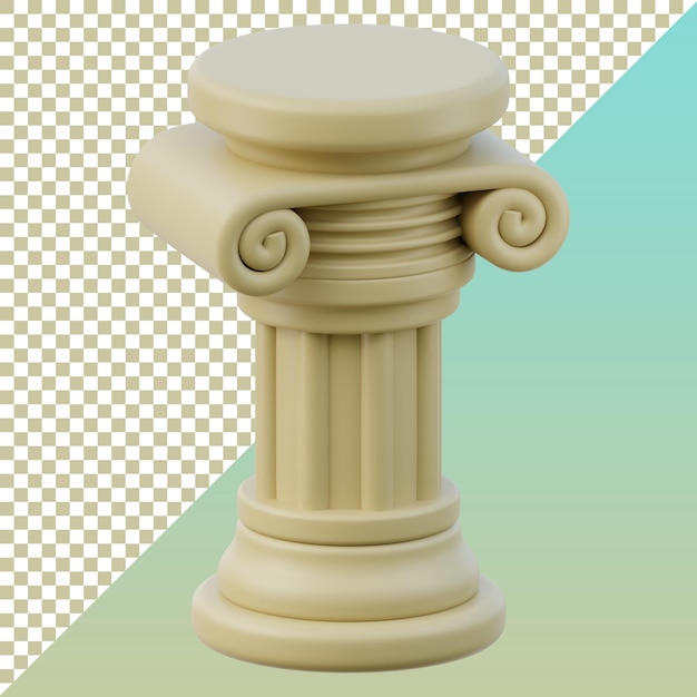 3D Model of a Classical Column on Isolated and transparent background