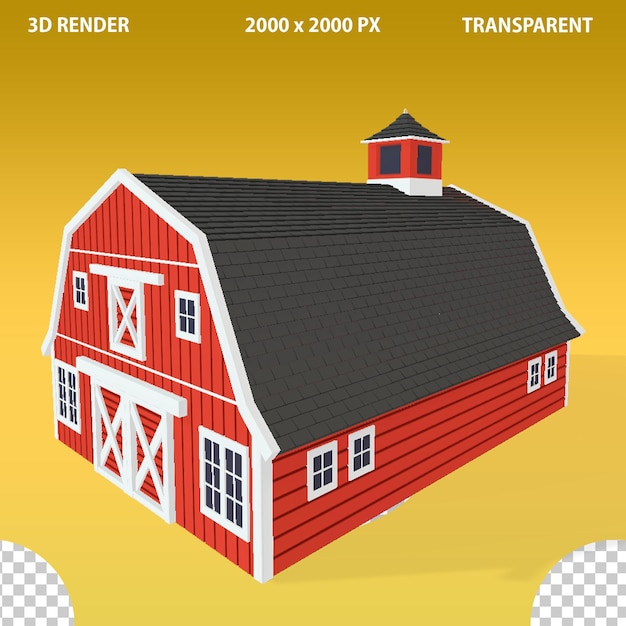 투명한 배경에 3D 모델 현실적인 빨간 창고 집