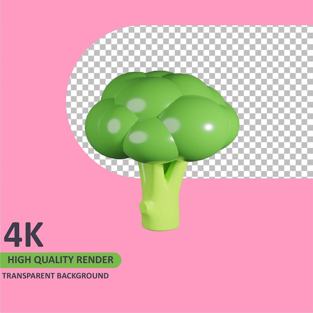 PSD modello 3d rendering broccoli