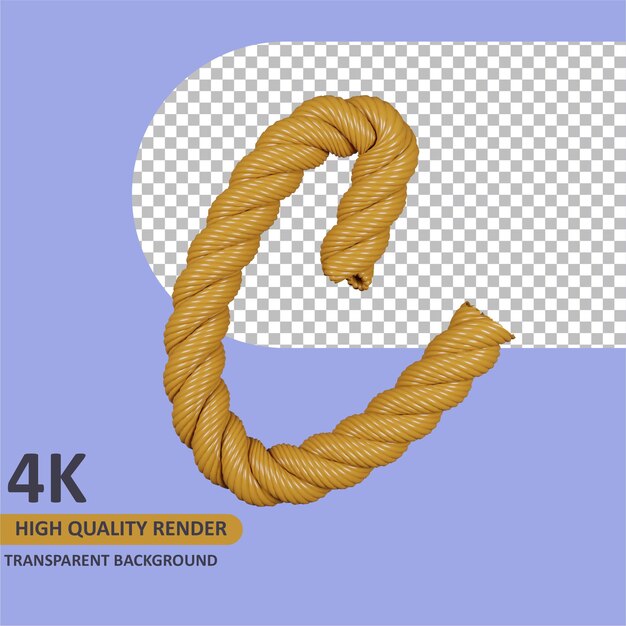 3d model rendering burlap rope alphabet letter c