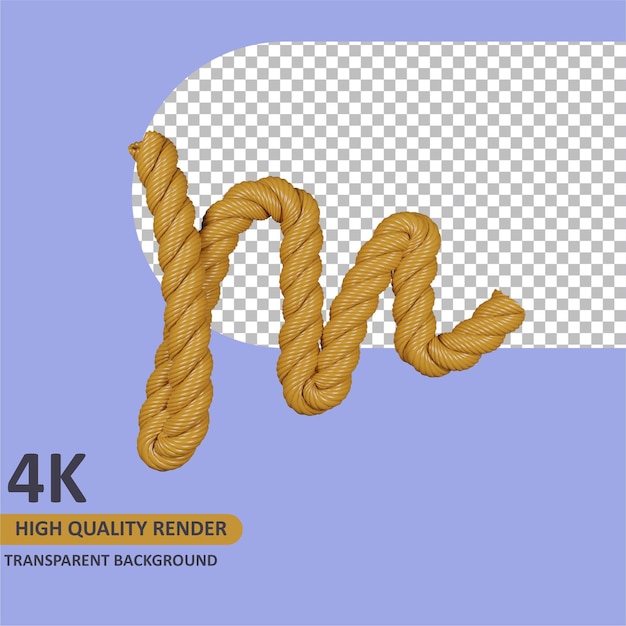 PSD 3d model rendering burlap rope alphabet letter m