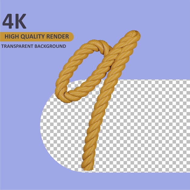 3d model rendering burlap rope alphabet letter q