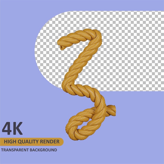 3d model rendering burlap rope alphabet letter z