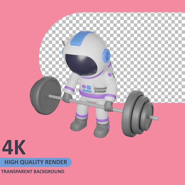 Modello 3d che rende il ferro di sollevamento dell'astronauta del bambino