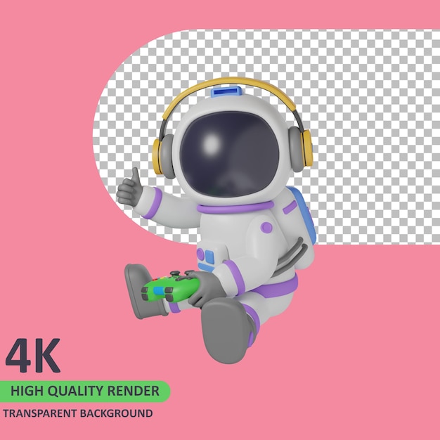 Rendering del modello 3d astronauta bambino che gioca gioco