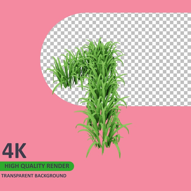 3d model rendering grass forms the number 1