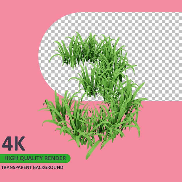 PSD 3d model rendering grass forms the number 3