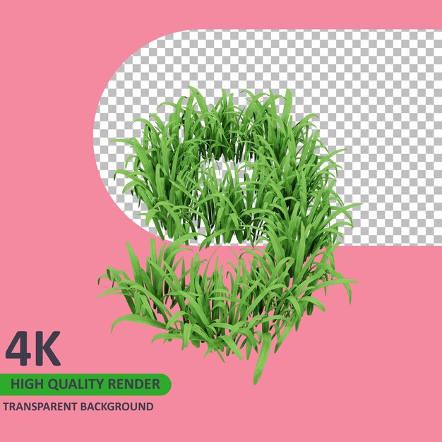 PSD 3d model rendering grass forms the number 9