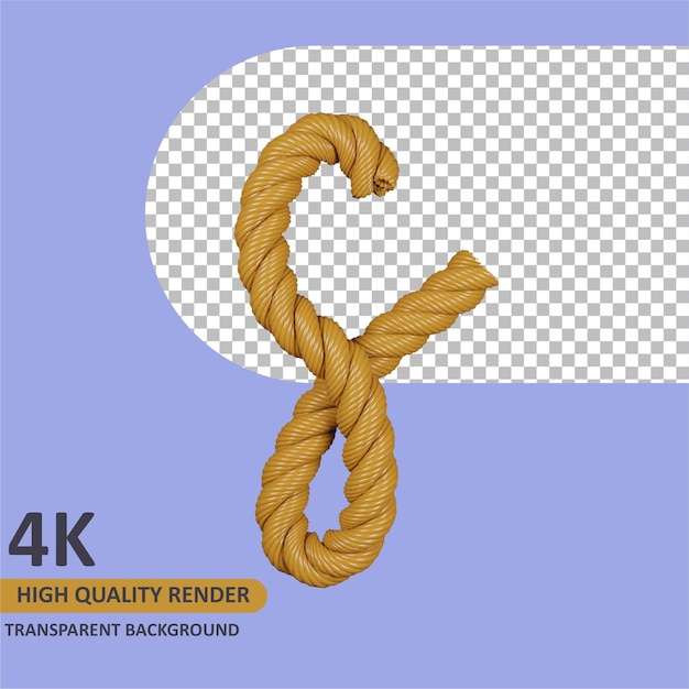 3d-model rendering jute touw alfabet letter s