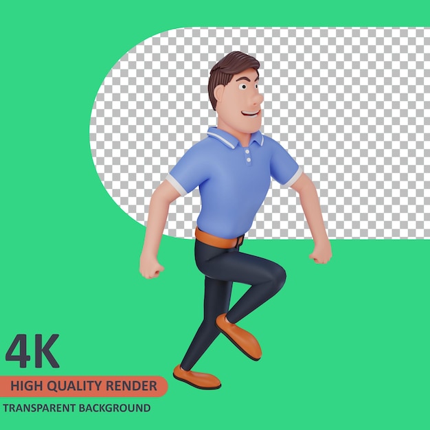 PSD 3d model rendering man cartoon character ongoing